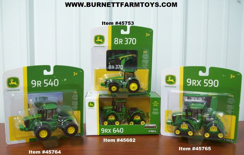 1/64 Scale John Deere 8R and 9R Tractors by Ertl / Tomy