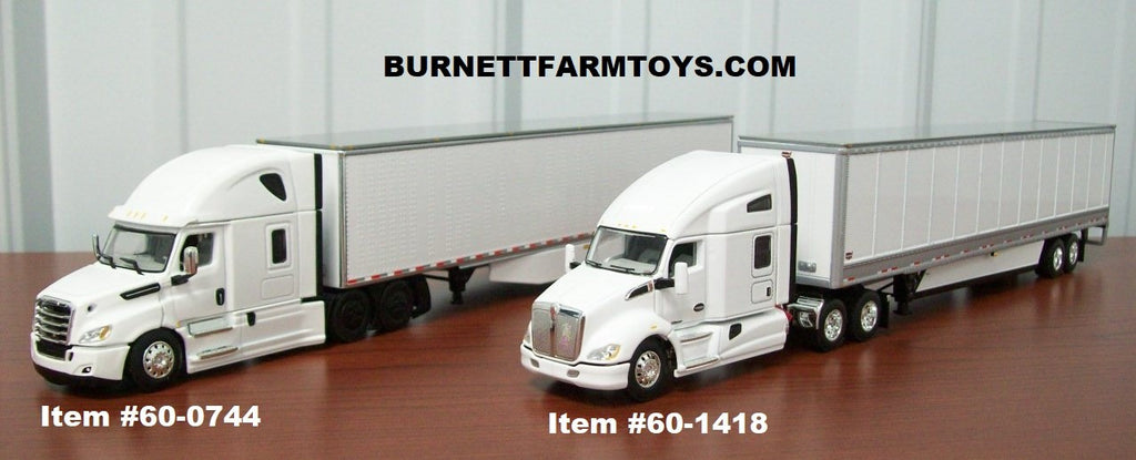 1/64 Freightliner and Kenworth with Dry Goods Van Trailers