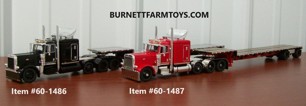 Black Red Peterbilt Turbo Wing with Stepdeck Trailers