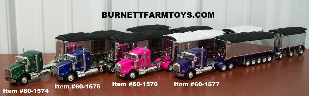 Green, Dark Blue, Pink, Purple Kenworth with Michigan Train East End Dump Trailers