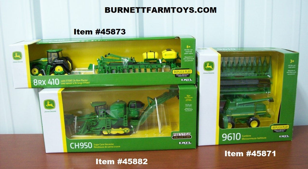 John Deere Sugar Cane Harvester and 9610 Combine and 8RX 410 Tractor with 1775NT Planter