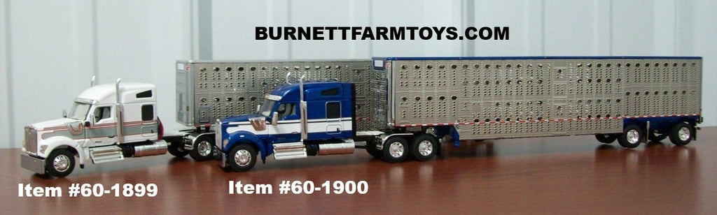 White Gray and Blue White Kenworth W990 Livestock Sets