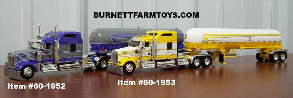 Purple Gray and Yellow White Kenworth Propane Tankers