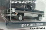 Item #51385-A Dark Green Gray 1992 1st Generation RAM 4WD Pickup Truck with Roll Bar - 1/64 Scale - Greenlight