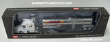 Item #60-0674 Oakley Transport White Yellow Orange Red Volvo VNL 740 Mid Roof Sleeper with Tandem Axle Brenner Food Grade Sanitary Tanker Trailer - 1/64 Scale - DCP by First Gear
