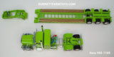 Item #60-1169 Lime Green Peterbilt 389 Pride-N-Class 36-inch Flattop Sleeper with Lime Tri-Axle Fontaine Magnitude Lowboy Trailer with Detachable Neck - 1/64 Scale - DCP by First Gear