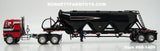 Item #60-1409 Red White Stripe Silver Stripe Black Stripe Freightliner COE with Black Tandem Axle Heil 3-Bay Pneumatic Tanker Trailer - 1/64 Scale - DCP by First Gear