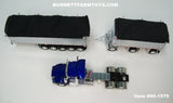 Item #60-1575 Dark Blue Kenworth T800 38-inch Sleeper with Chrome Sided Black Tarp Silver Frame East Genesis II 31-foot and 20-foot Michigan Train End Dump Trailers - 1/64 Scale - DCP by First Gear