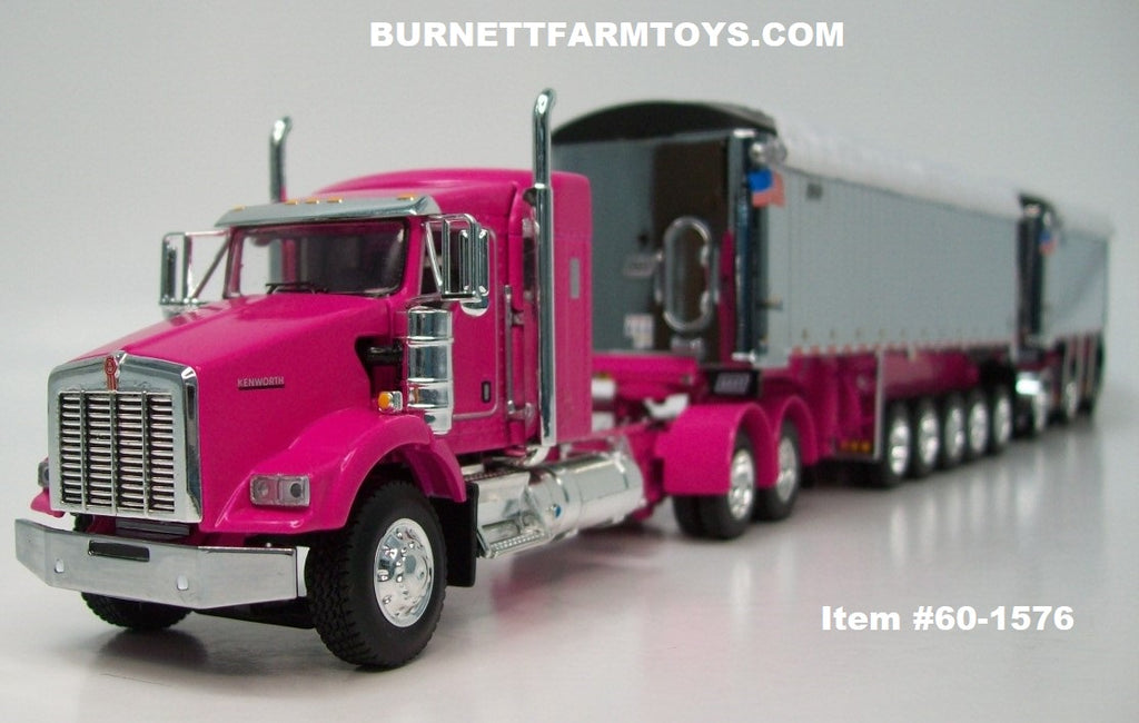 Item #60-1576 Pink Kenworth T800 38-inch Sleeper with Chrome Sided White  Tarp Pink Frame East Genesis II 31-foot and 20-foot Michigan Train End Dump  ...