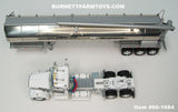 Item #60-1684 White Gun Metal Gray Black Outline Kenworth W900L Day Cab with Polished Tri-Axle Walinga Bulk Feed Tanker Trailer - 1/64 Scale – DCP by First Gear