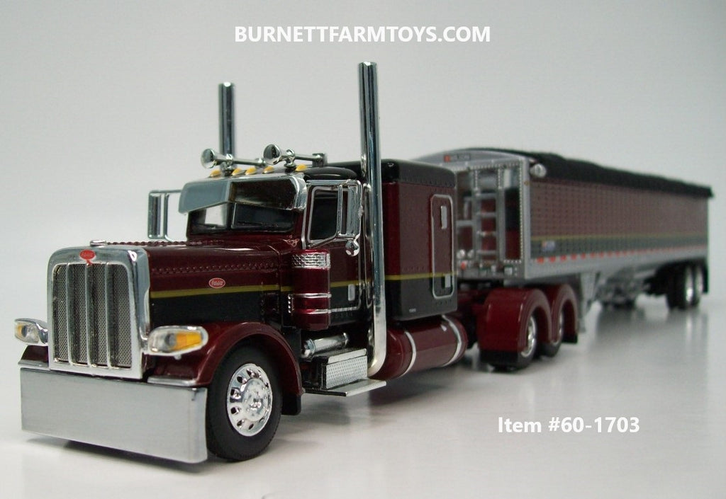 DCP 1/64 Peterbilt 389 Borgogna Con Cuffia Tetto Medio E Coda Di Balena - Modello Diecast Nuovo Di Fabbrica