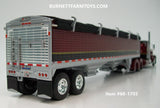Item #60-1703 Burgundy Black Gold Outline Peterbilt 389 63-inch Flattop Sleeper with Burgundy Black Gold High Sided Black Tarp Silver Frame Tandem Axle Wilson 43-foot Pacesetter Hopper Bottom Grain Trailer - 1/64 Scale - DCP by First Gear