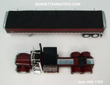 Item #60-1703 Burgundy Black Gold Outline Peterbilt 389 63-inch Flattop Sleeper with Burgundy Black Gold High Sided Black Tarp Silver Frame Tandem Axle Wilson 43-foot Pacesetter Hopper Bottom Grain Trailer - 1/64 Scale - DCP by First Gear