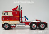 Item #CAB 1308 Red Cream Orange Stripe Black Outline Peterbilt 352 COE 110-inch Sleeper with Turbo Wing - 1/64 Scale - DCP by First Gear