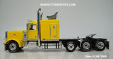 Item #CAB 1400 Yellow Tri-Axle Peterbilt 389 63-inch Flattop Sleeper with Turbo Wing - 1/64 Scale - DCP by First Gear