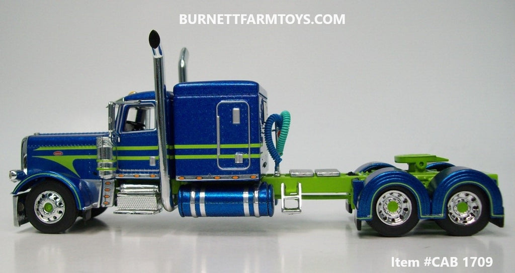 Item #CAB 1709 Surf Blue Metallic Lime Green Peterbilt 389