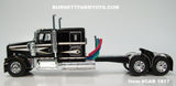 Item #CAB 1817 Black White Stripe Gold Outline Kenworth W900L 60-inch Flattop Sleeper - 1/64 Scale – DCP by First Gear