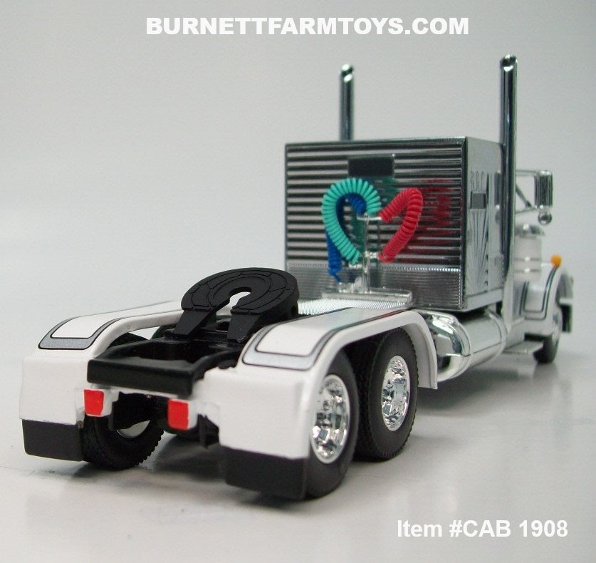 Item #CAB 1908 White Silver Stripe Peterbilt 359 with 60