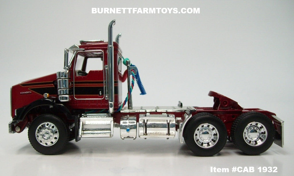 Item #CAB 1932 Burgundy Black Gold Outline Kenworth T800 Day Cab