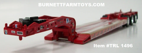 Item #TRL 1496 Red Tri-Axle Fontaine Magnitude Lowboy Trailer with Detachable Neck - 1/64 Scale - DCP by First Gear