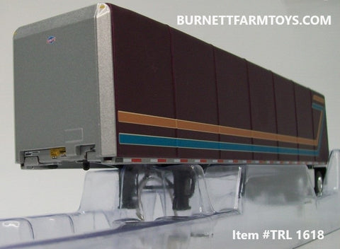 Item #TRL 1618 Plum Purple Gold Stripe Blue Stripe Cream Outline Spread Axle Utility 53-foot ABS Roll Tarp Flatbed Trailer - 1/64 Scale - DCP by First Gear