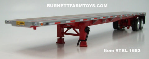 Item #TRL 1682 Silver Deck Red Frame 48-foot Tandem Axle Utility Flatbed Trailer - 1/64 Scale – DCP by First Gear
