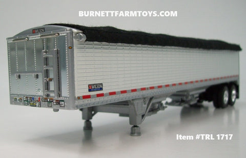 Item #TRL 1717 White High Sided Black Tarp Silver Frame Tandem Axle Wilson 43-foot Pacesetter Hopper Bottom Grain Trailer - 1/64 Scale - DCP by First Gear
