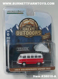 Item #38010-A White Red 1964 Volkswagen Samba Bus with Camp'otel Cartop Sleeper Tent - 1/64 Scale - Greenlight - The Great Outdoors Series 1