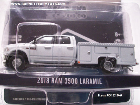 Item #51219-A White 4-Door 2018 RAM 3500 Laramie Service Truck - 1/64 Scale