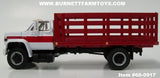Item #60-0917 White Red GMC 6500 Stake Truck with Single Axle Wood Floor Red Stake Bed - 1/64 Scale - Note: Bed Does Not Tilt