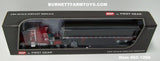 Item #60-1266 Spectra Red Peterbilt 359 Mid Roof Sleeper with Black Sided Black Tarp Spectra Red Frame Tri-Axle Lode King Distinction Hopper Bottom Grain Trailer - 1/64 Scale - DCP by First Gear