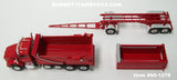 Item #60-1278 Viper Red Kenworth T880 Day Cab with Quad Axle Rogue Dump Body and Tandem Axle Rogue Transfer Dump Trailer - 1/64 Scale - DCP by First Gear
