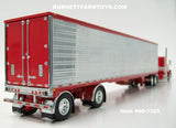 Item #60-1325 Can't Afford It Red White Stripe Black Outline Long Frame Peterbilt 389 63-inch Flattop Sleeper with Chrome Sided Red Trim Spread Axle Utility Refrigerated Trailer with Carrier Refrigerator - 1/64 Scale - DCP by First Gear