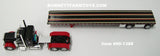 Item #60-1388 Black Red Fender Long Frame Peterbilt 379 36-inch Flattop Sleeper with Black Deck Red Frame Spread Axle Wilson Roadbrute Flatbed Trailer - 1/64 Scale - DCP by First Gear