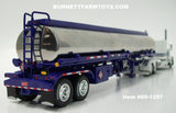 Item #69-1297 PMI (Preferred Material Inc) (Snow White) White Purple Peterbilt 389 63-inch Sleeper with Polished Purple Tandem Axle Heil Fuel Tanker Trailer- 1/64 Scale- DCP by First Gear - Big Rigs #8