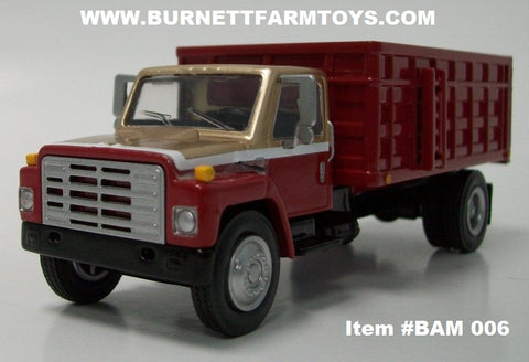 Item #BAM 006 Gold Red White Stripe International S1954 Grain Truck with Red Bed - Bed Tilts with Hoist - 1/64 Scale - SpecCast