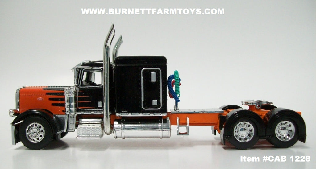 Item #CAB 1228 Black Orange Peterbilt 389 63-inch Flattop Sleeper