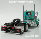 Item #CAB 1264 Mint Green Black Stripe Gold Outline Long Frame Peterbilt 359 Day Cab - 1/64 Scale - DCP by First Gear