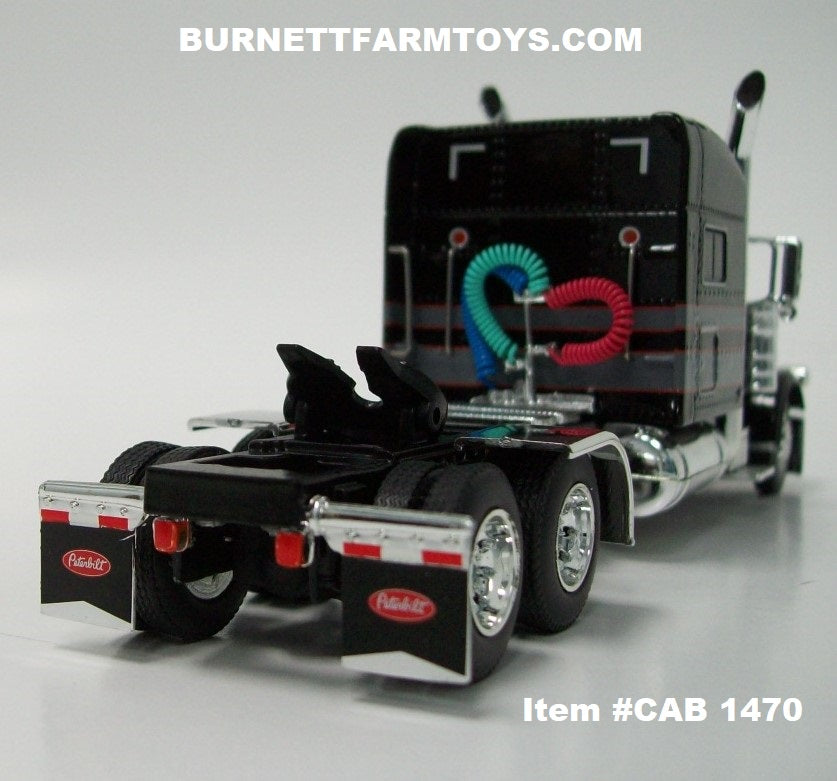 Item #CAB 1470 Black Gray Stripe Red Outline Peterbilt 389 70-inch