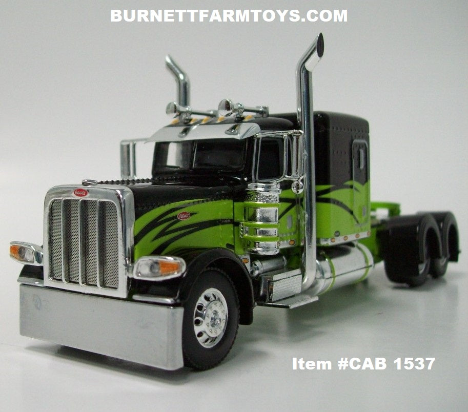 Item #CAB 1537 Black Lime Green Peterbilt 389 63-inch Flattop