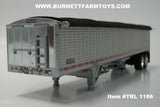 Item #TRL 1186 Silver Sided Black Tarp Silver Frame Tandem Axle Wilson 43-foot Pacesetter High Sided Hopper Bottom Grain Trailer with Chrome End Caps - 1/64 Scale - DCP