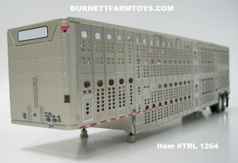 Item #TRL 1264 Silver Tandem Axle Wilson Silver Star Livestock Trailer with Translucent Roof - 1/64 Scale - DCP by First Gear