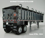 Item #TRL 1563 Chrome Sided Black Tarp Silver Frame Tandem Axle EAST End Dump Trailer - 1/64 Scale - DCP by First Gear