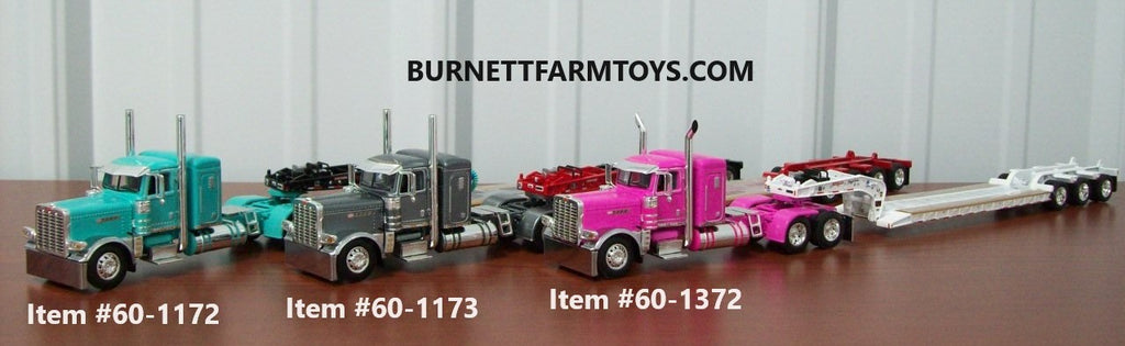 Teal Gun Metal Gray Pink Peterbilt Pride-N-Class with Lowboy Trailers
