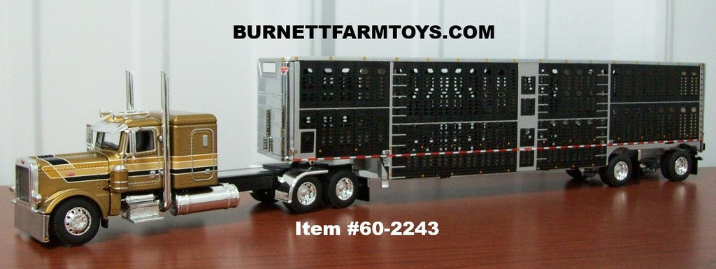 Gold Black Peterbilt with Livestock Trailer