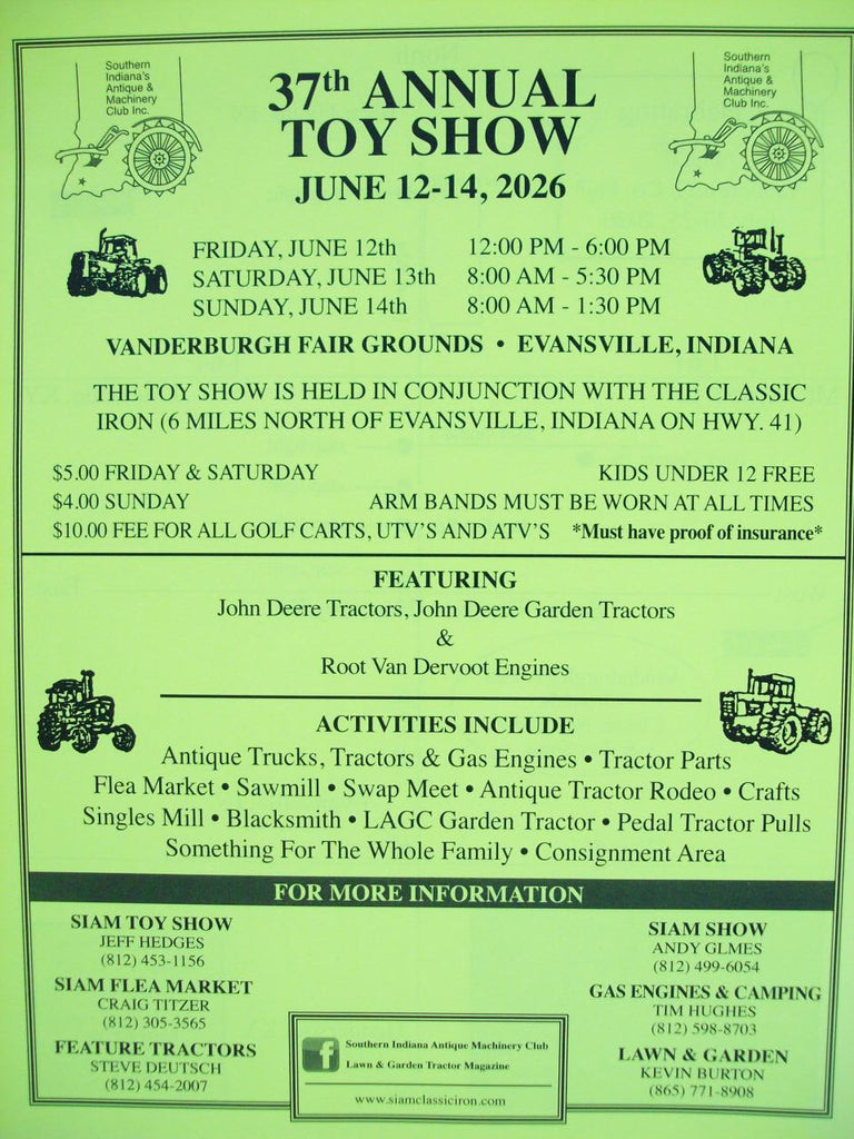Flyer for the 2026 Evansville, Indiana Farm Toy Show