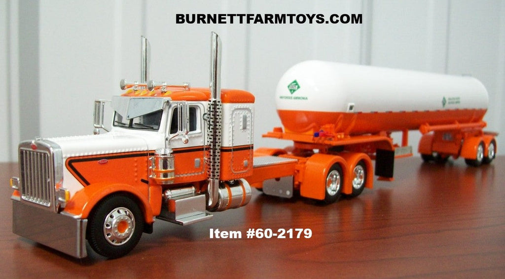 Orange White Peterbilt with Anhydrous Tanker Trailer