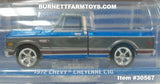 Item #30567 Blue Metallic Gray Brown Stripe 1972 Chevy Cheyenne C10 Pickup Truck - 1/64 Scale - Greenlight