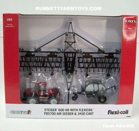 Item #44468 Case IH Steiger 600 HD with Black Flexi Coil PD5700 Air Seeder and 3450 Cart - 1/64 Scale - Ertl / Tomy
