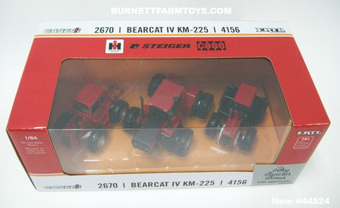 Item #44524-CU Red Chase Unit Case International 2670 and Steiger Bearcat IV KM-225 and International 4156 Trio Tractor Set - 1/64 Scale - Ertl / Tomy - Toy Tractor Times 42nd Anniversary Edition